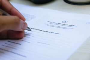 Signing a legal document contract