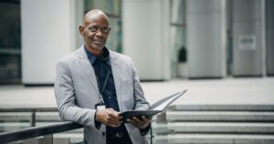 Confident African professional finding his voice as a leader